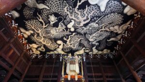 Japanese ceiling paintings at Kennin-ji Temple, image by cowardlion, shutterstock