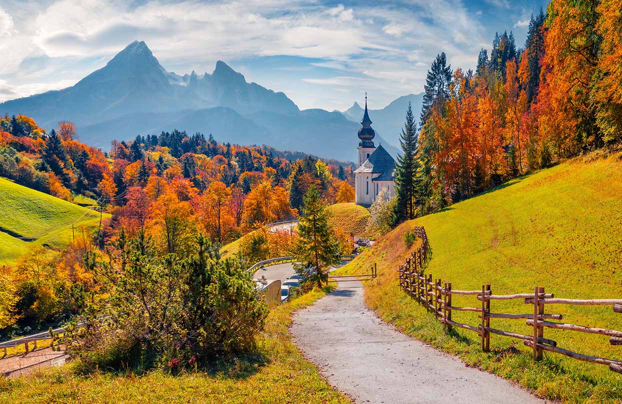 Forest paths in Bavaria with Maria Gern church, Image by Andrew Mayovskyy, Shutterstock